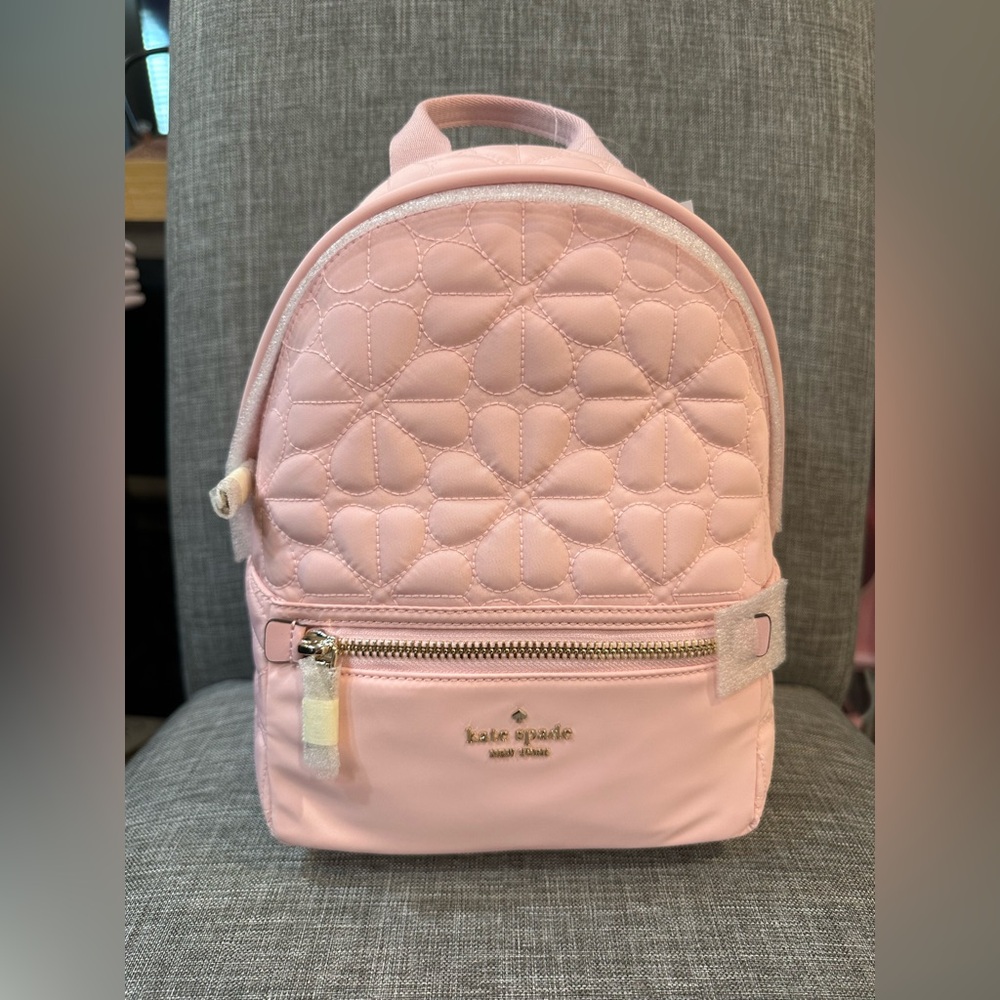 Kate Spade Pink Spade Flower Quilted Fabric Backpack NWT - Picture 3 of 7